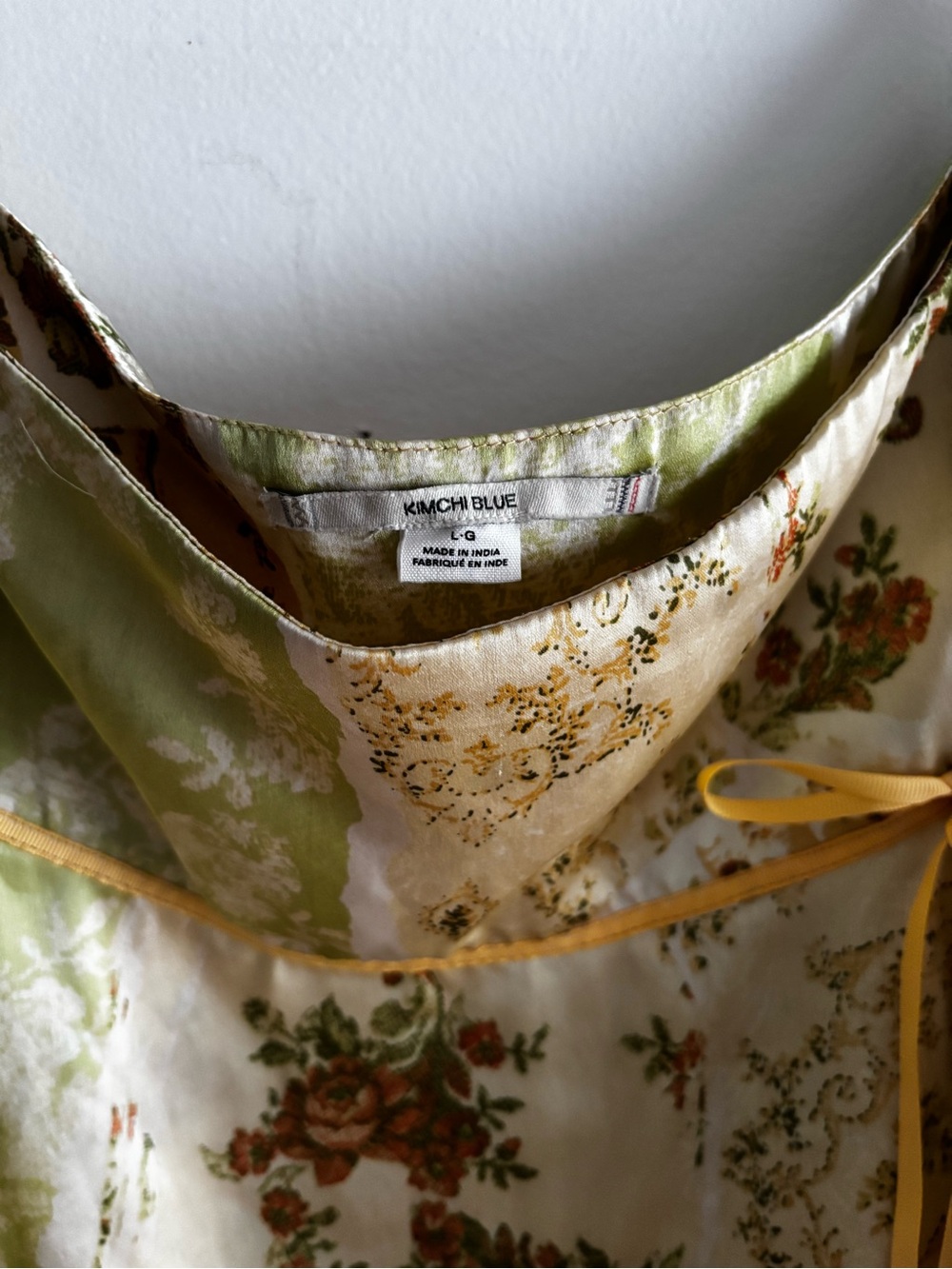 Kimchi Blue Floral Mini Skirt in Cream, Olive Green & Yellow Trim - Picture 2 of 5